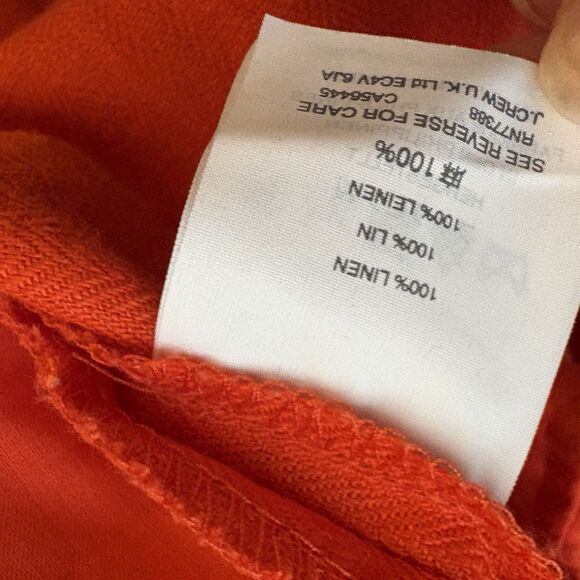 J.Crew Gazebo Wide Leg Crop High Rise Linen Pants Red Women Size 8P Petite - Picture 5 of 6